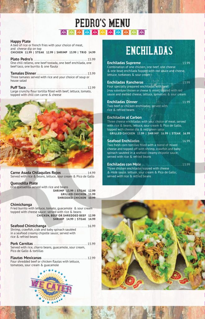 MENU Pedros Tacos + Tequila Bar HARAHAN