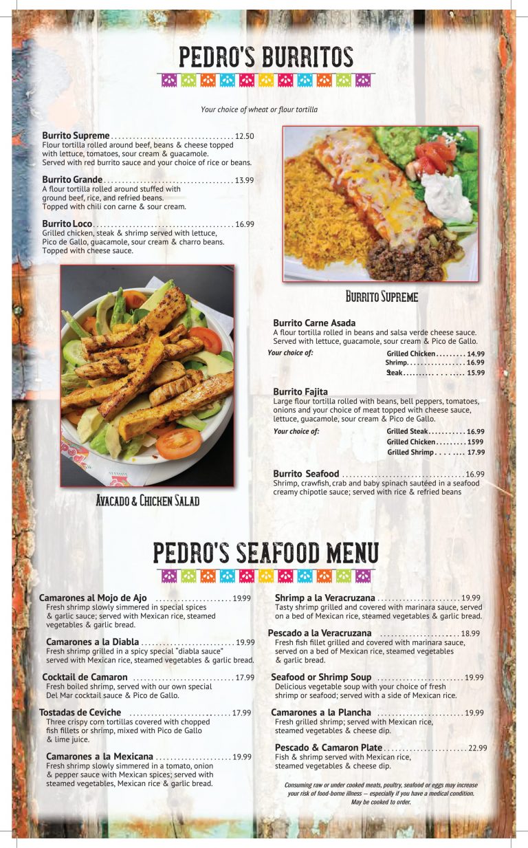 MENU Pedros Tacos + Tequila Bar HARAHAN